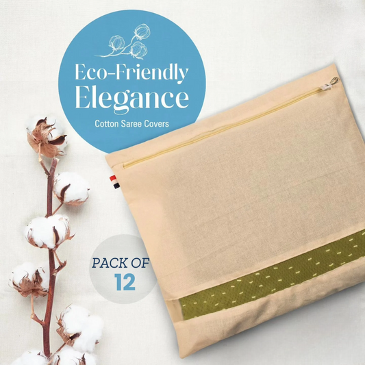 Premium Cotton Saree Covers with Zip (16 x 14 Inches)